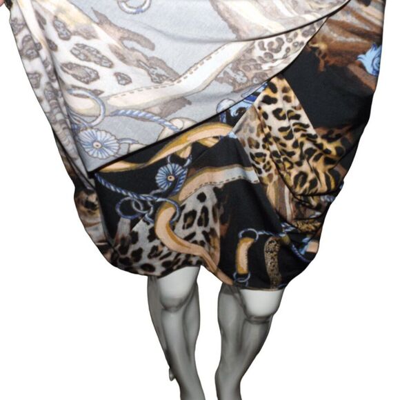 new CACHE Dress, M, Faux Wrap, Cap Sleeve, Leopard/Baroque/Lux print, Pullover - Picture 13 of 15